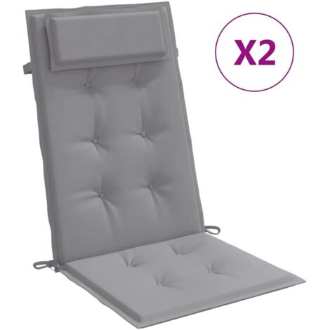 Coussins de chaise à dossier haut lot de 2 gris tissu oxford