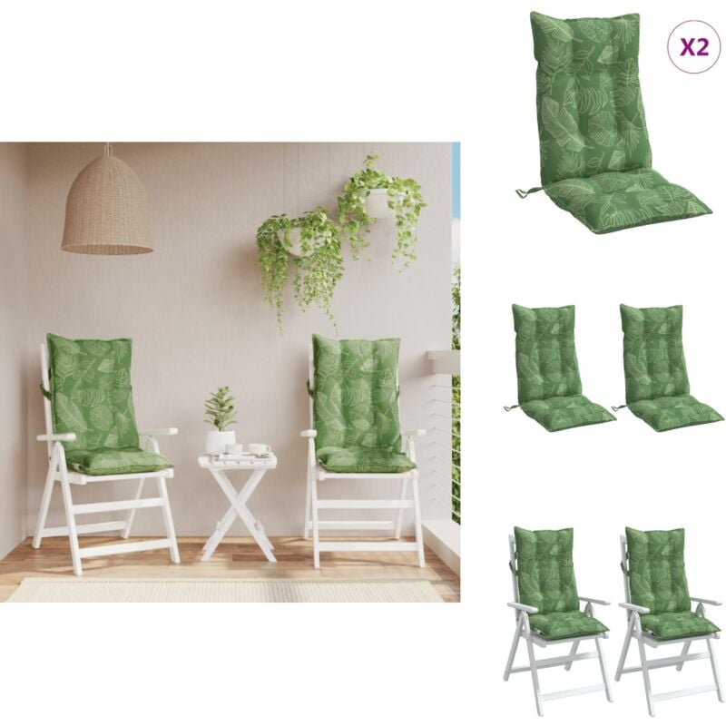 Coussins de chaise à dossier haut lot de 2 modèle de feuille - Coussin De Chaise - Coussin Décoratif - Coussin Extérieur - Coussin Confortable