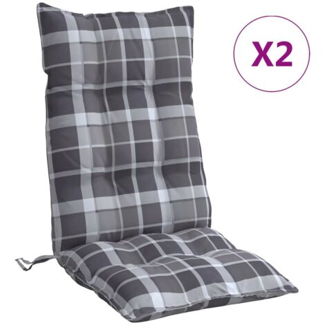 Coussins de chaise à dossier haut lot de 2 motif carreaux gris