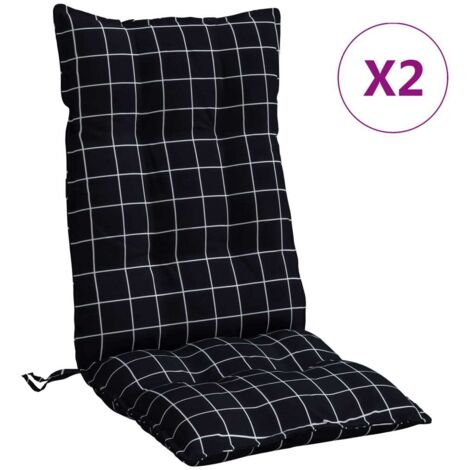 Coussins de chaise à dossier haut lot de 2 motif carreaux noir