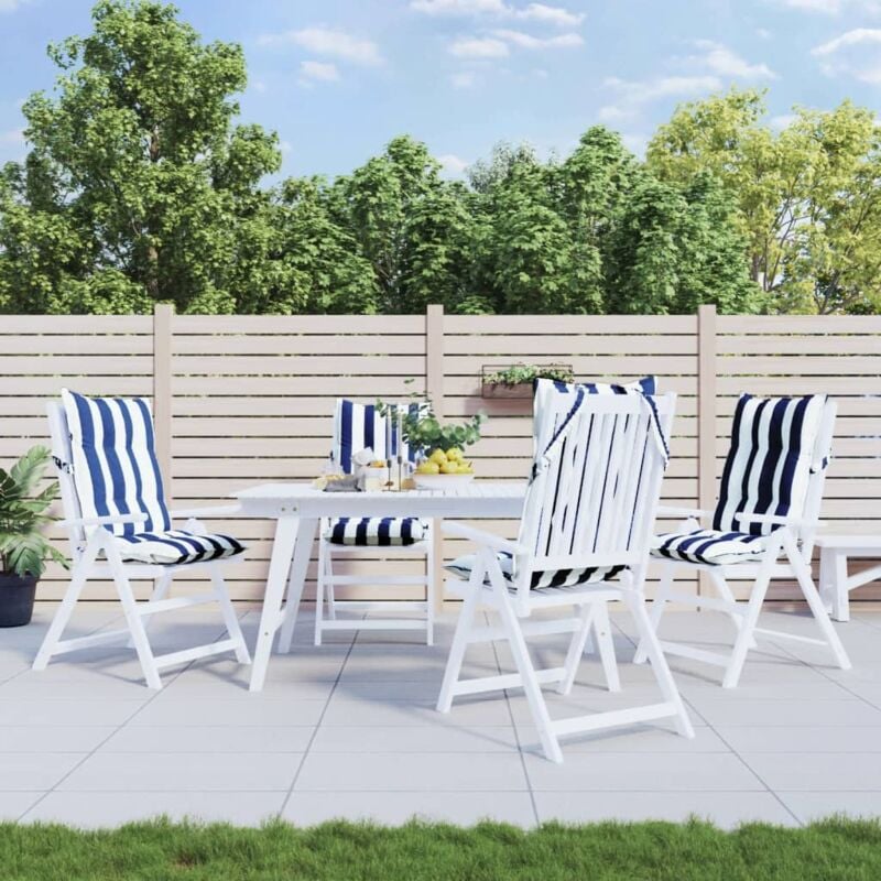 Vidaxl - Coussins de chaise à dossier haut lot de 4 rayures bleu/blanc