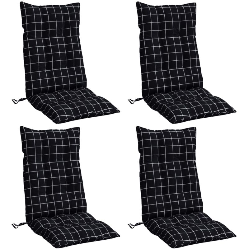 Coussins de chaise à dossier haut lot de 4 motif carreaux noir Vidaxl