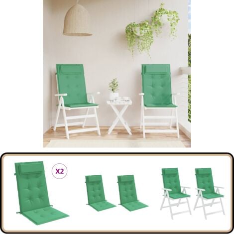 Coussins de chaise à dossier haut lot de 2 vert tissu oxford - Coussin De Chaise - Coussin Extérieur - Coussin Décoratif - Coussin Confortable - Coussin Vert
