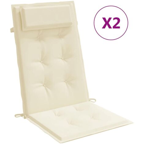 Coussins de chaise à dossier haut lot de 2,Coussins d'extérieur crème tissu oxford CFW719109
