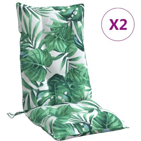 Coussins de chaise à dossier haut lot de 2，Coussins d'extérieur modèle de feuille CFW127530
