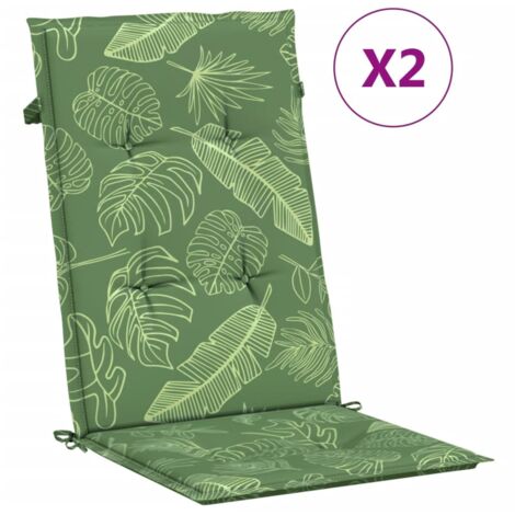 Coussins de chaise à dossier haut lot de 2，Coussins d'extérieur modèle de feuille CFW636106