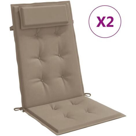 Coussins de chaise à dossier haut lot de 2，Coussins d'extérieur taupe tissu oxford CFW374690