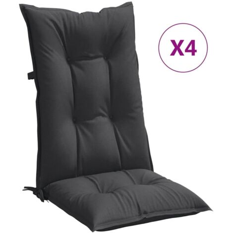 Coussins de chaise à dossier haut lot de 4 anthracite mélangé