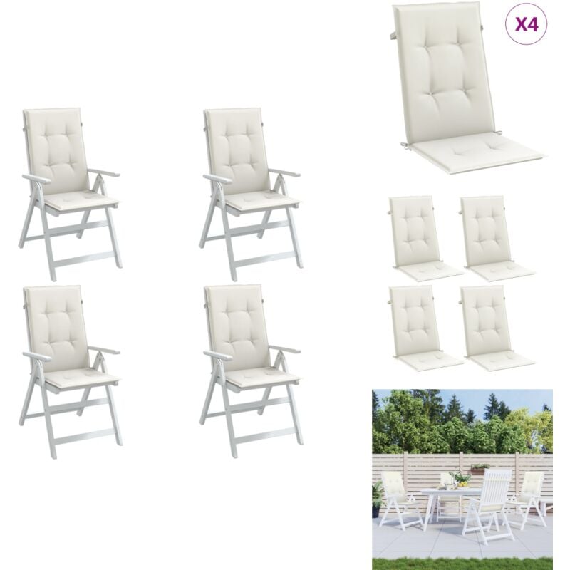 Coussins de chaise à dossier haut lot de 4 crème mélangé tissu - Coussin Chaise - Coussin Exterieur - Coussin Décoratif - Coussin Confortable