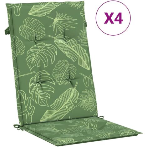 Coussins de chaise à dossier haut lot de 4 modèle de feuille