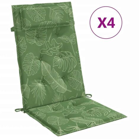 Coussins de chaise à dossier haut lot de 4 modèle de feuille