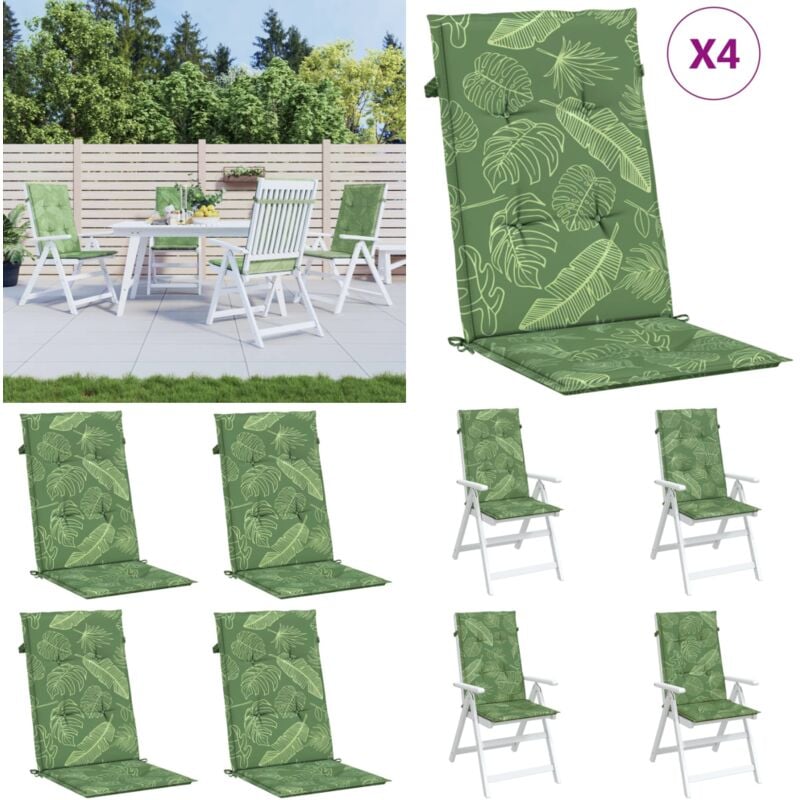 Coussins de chaise à dossier haut lot de 4 modèle de feuille - Coussins De Chaise - Coussin Exterieur - Coussin Jardin - Coussin Confortable