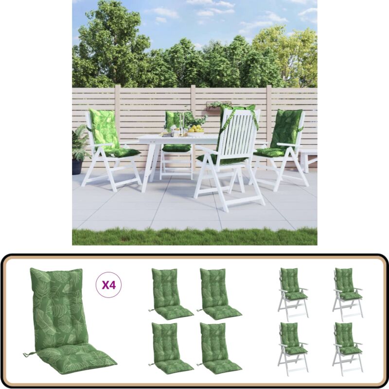Coussins de chaise à dossier haut lot de 4 modèle de feuille - Coussins De Chaise - Coussins Extérieurs - Coussins Décoratifs - Cushions Confortable