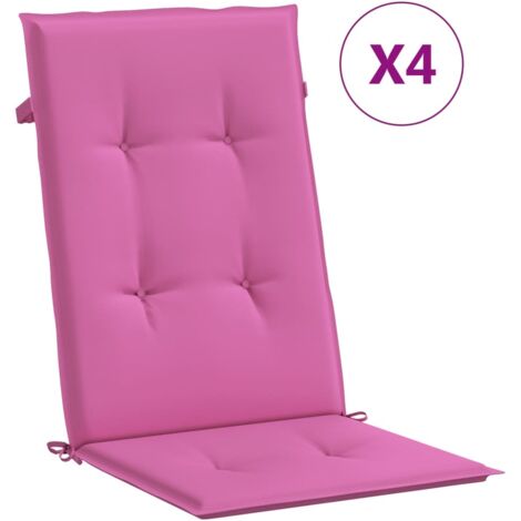 Coussins de chaise à dossier haut lot de 4 rose tissu