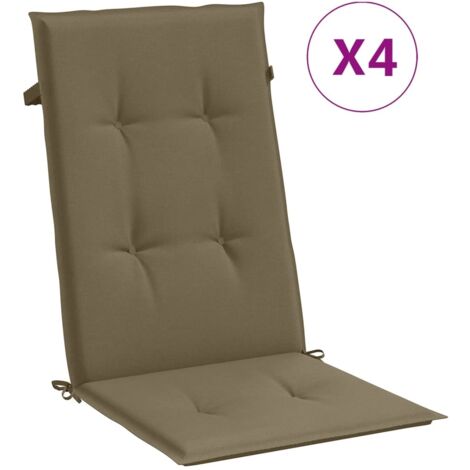 Coussins de chaise à dossier haut lot de 4 taupe mélangé tissu