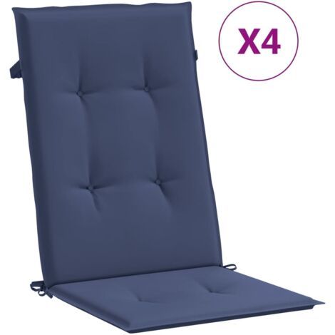 Coussins de chaise à dossier haut lot de 4，Coussins d'extérieur bleu marine tissu CFW478205