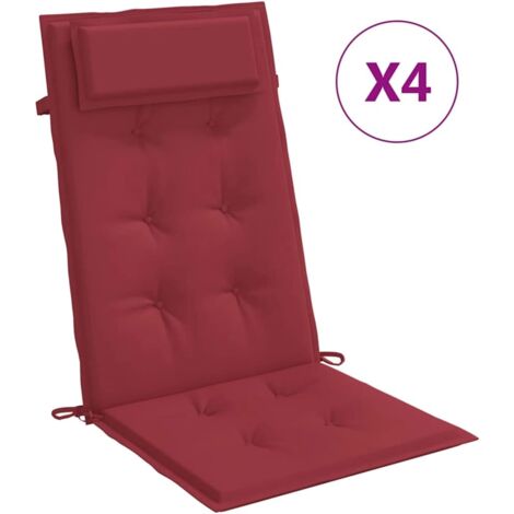 Coussins de chaise à dossier haut lot de 4，Coussins d'extérieur rouge bordeaux CFW965574