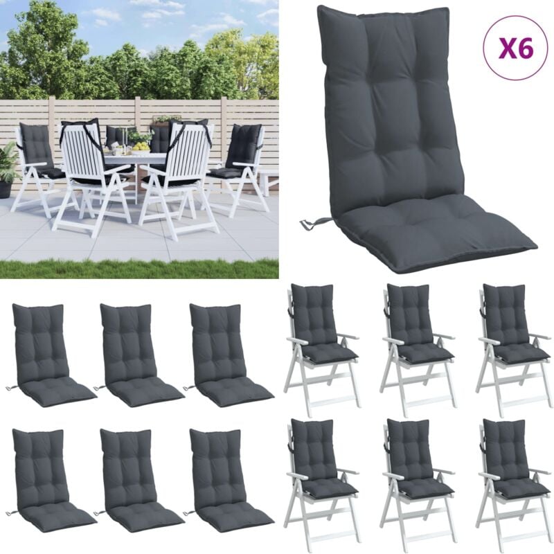 Coussins de chaise à dossier haut lot de 6 anthracite - Coussins De Chaise - Coussins Exterieurs - Coussins Décoratifs - Cushions Design - Mobilier