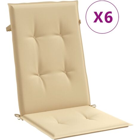 Coussins de chaise à dossier haut lot de 6 beige mélangé tissu