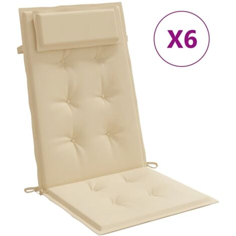 Coussins de chaise à dossier haut lot de 6 beige tissu oxford