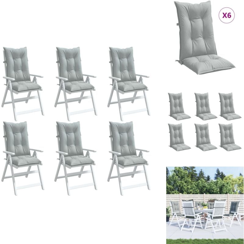 Coussins de chaise à dossier haut lot de 6 gris clair mélangé - Coussins De Chaise - Coussins Exterieurs - Coussins Jardin - Cushions Design