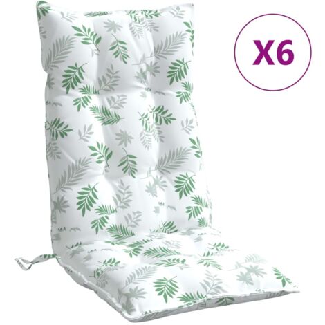 Coussins de chaise à dossier haut lot de 6 modèle de feuille