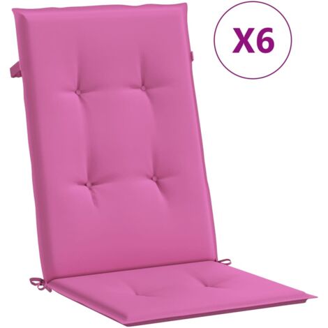 Coussins de chaise à dossier haut lot de 6 rose tissu