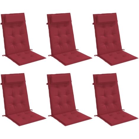 Coussins de chaise à dossier haut lot de 6 rouge bordeaux