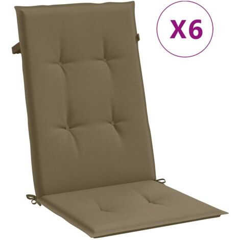 Coussins de chaise à dossier haut lot de 6 taupe mélangé tissu