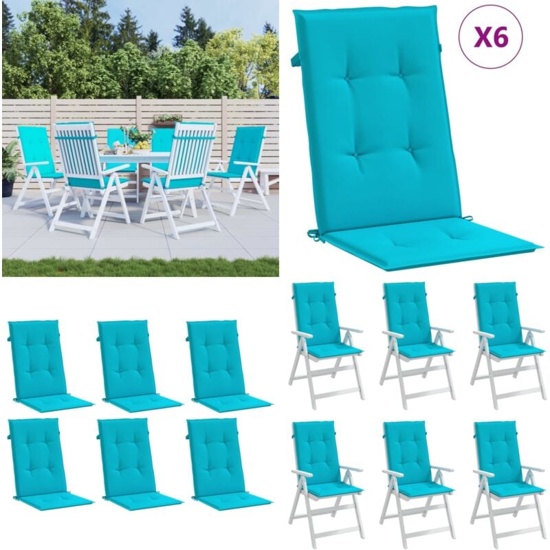 Coussins de chaise à dossier haut lot de 6 turquoise tissu - Coussin De Chaise - Coussin Décoratif - Coussin Extérieur - Coussin Confortable