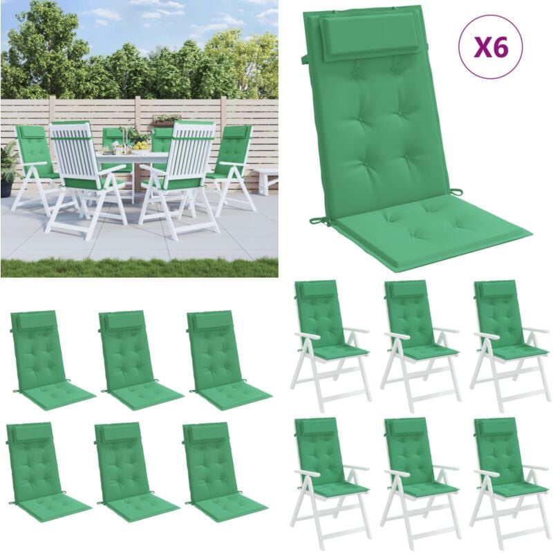 Coussins de chaise à dossier haut lot de 6 vert tissu oxford - Coussin De Chaise - Coussin Extérieur - Coussin Décoratif - Coussin Confortable