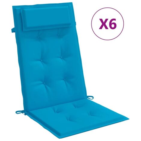 Coussins de chaise à dossier haut lot de 6，Coussins d'extérieur bleu clair CFW584530