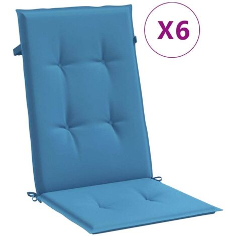 Coussins de chaise à dossier haut lot de 6，Coussins d'extérieur bleu mélangé tissu CFW684663