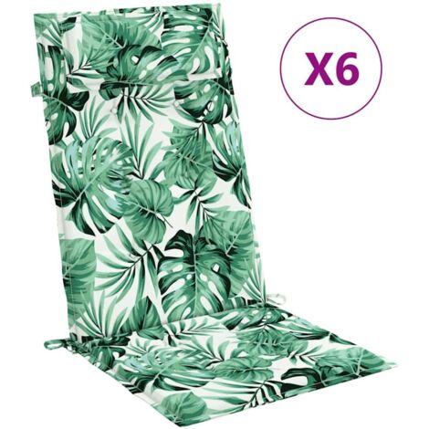 Coussins de chaise à dossier haut lot de 6，Coussins d'extérieur modèle de feuille CFW298782