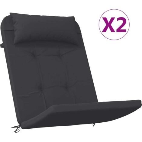 Coussins de chaise adirondack lot de 2，Coussins d'extérieur noir tissu oxford CFW618481