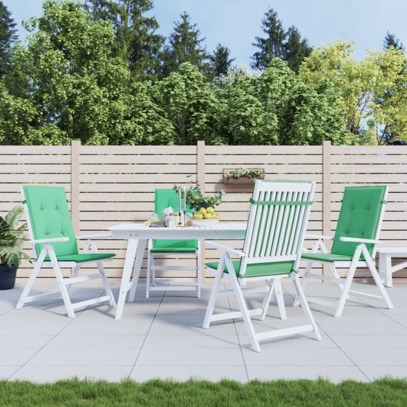 Coussins de chaise de jardin à dossier haut lot de 4 vert tissu