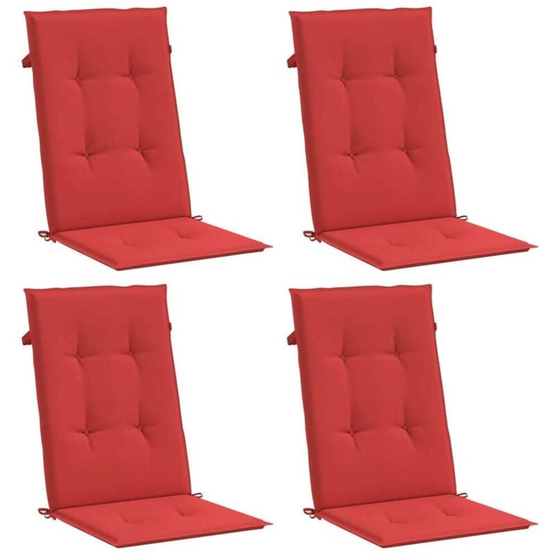 Vidaxl - Coussins de chaise de jardin dossier haut lot de 4 rouge tissu
