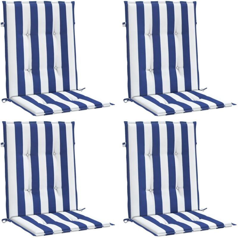 Vidaxl - Coussins de chaise à dossier bas lot de 4 rayures bleu et blanc