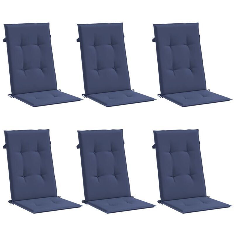 Coussins de chaise à dossier haut lot de 6 bleu marine tissu