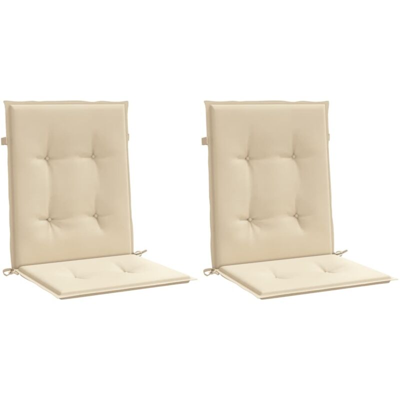 Coussins de chaise de jardin à dossier bas lot de 2 beige - Vidaxl