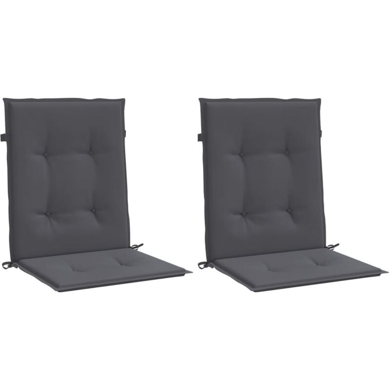 Coussins de chaise de jardin à dossier bas lot de 2 anthracite - Vidaxl