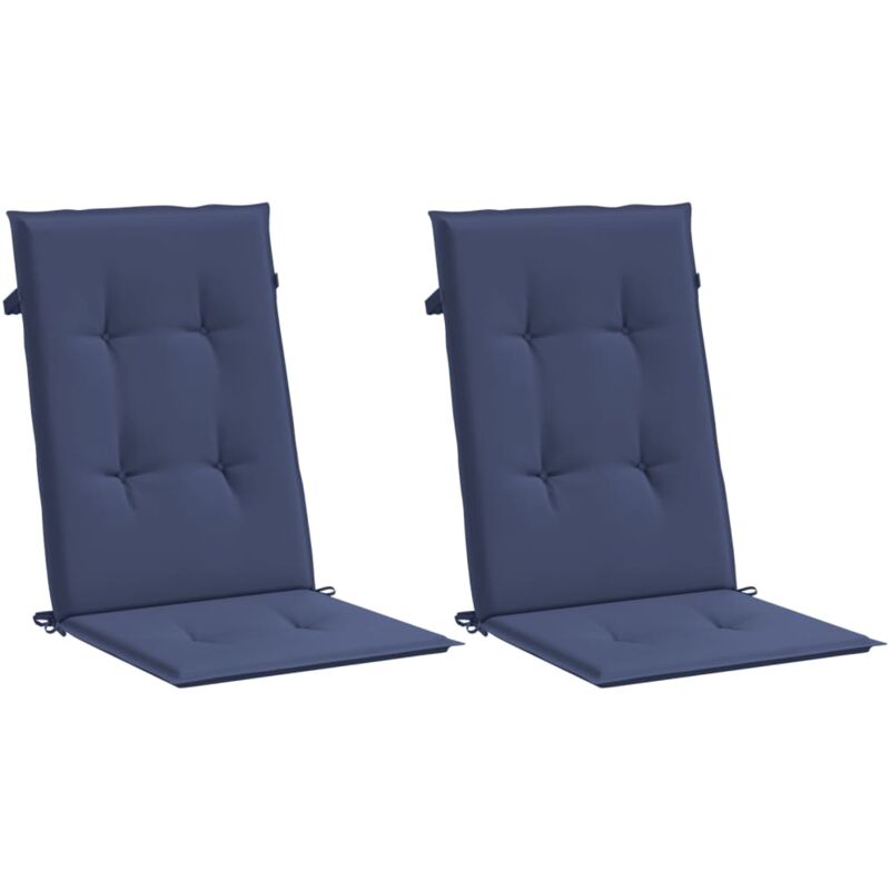 Vidaxl - Coussins de chaise à dossier haut lot de 2 bleu marine tissu