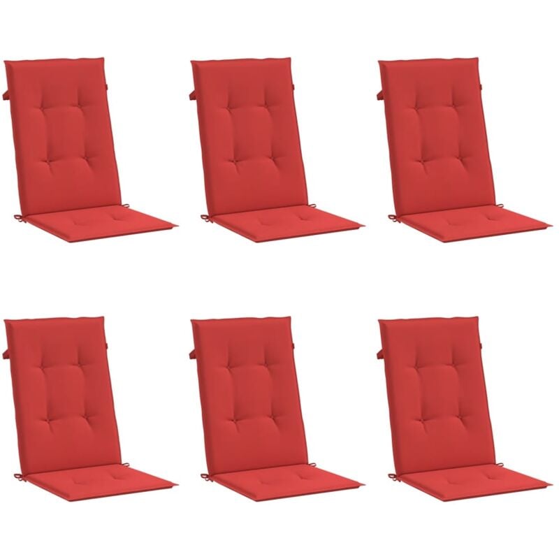 Vidaxl - Coussins de chaise de jardin dossier haut lot de 6 rouge tissu