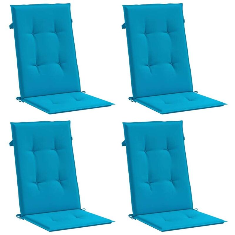 Coussins de chaise de jardin à dossier haut lot de 4 bleu tissu vidaXL