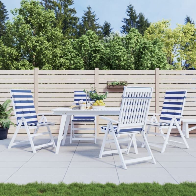 Vidaxl - Coussins de chaise à dossier haut lot de 4 rayures bleu/blanc