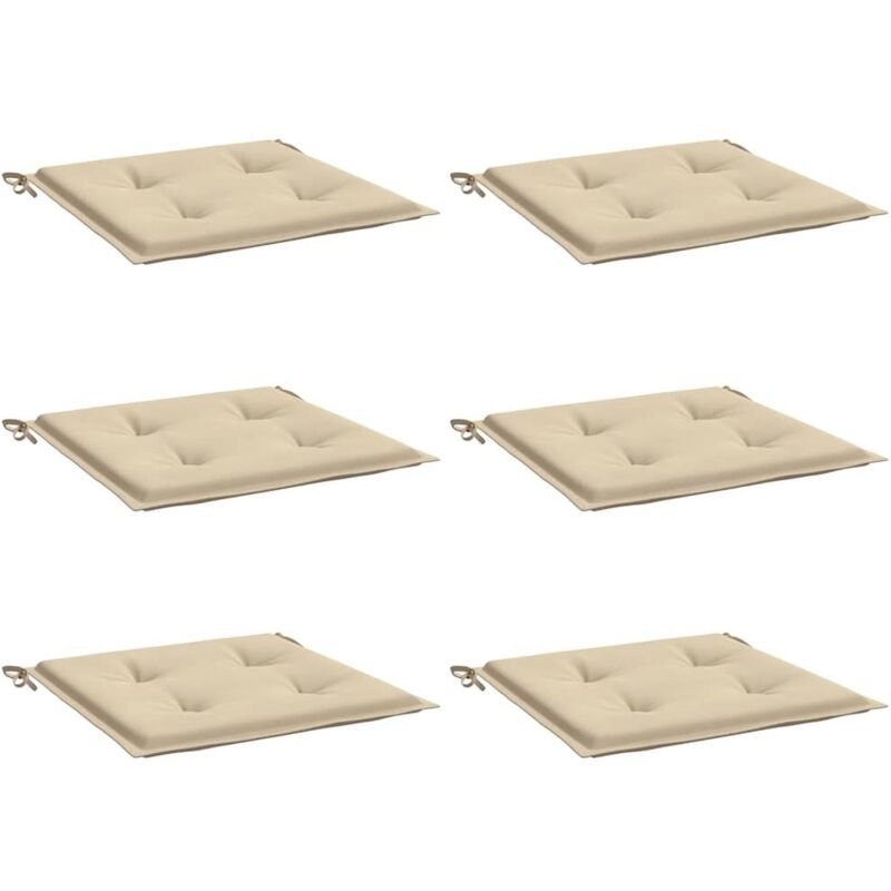 Vidaxl - Coussins de chaise jardin lot de 6 beige 40x40x4cm tissu oxford