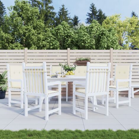 Coussins de chaise de jardin à dossier bas-Coussins de chaise de terrasse-Coussins d'extérieur lot de 6 crème
