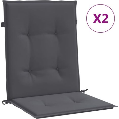 Coussins de chaise de jardin à dossier bas lot de 2 anthracite