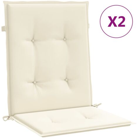 Coussins de chaise de jardin à dossier bas lot de 2 crème