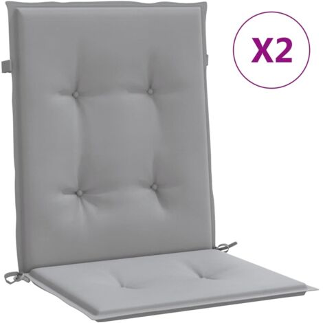 Coussins de chaise de jardin à dossier bas lot de 2 gris